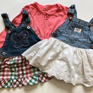 Bundle 2T OshKosh overall skirts and shirt